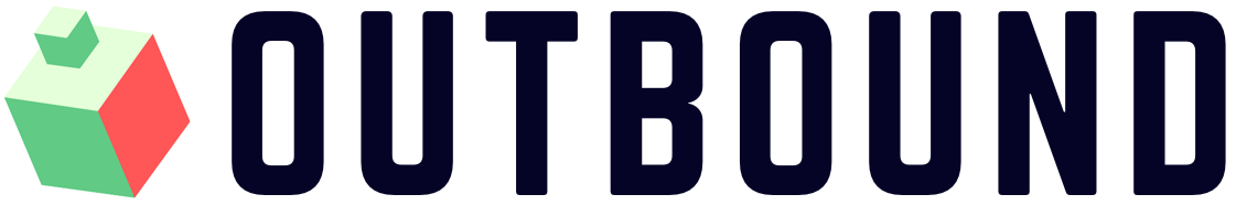 The word outbound is written in black letters on a white background.