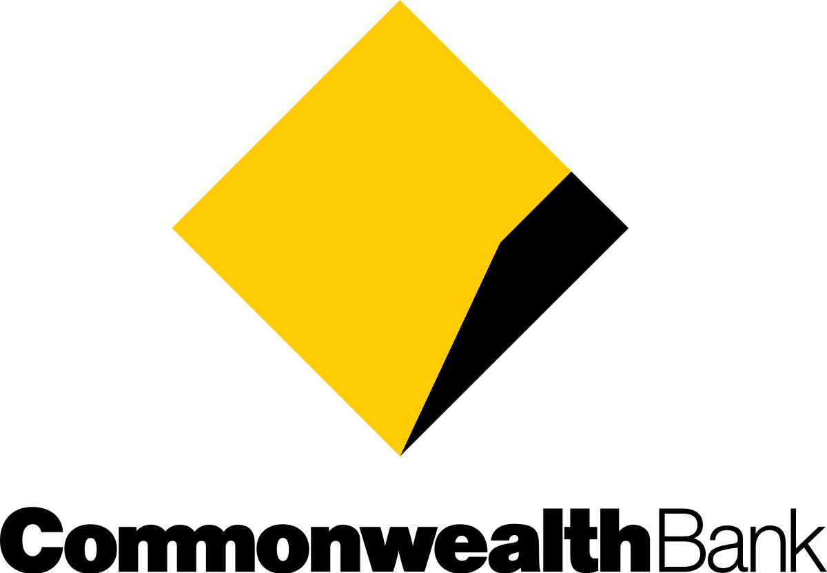 The logo for the commonwealth bank is yellow and black