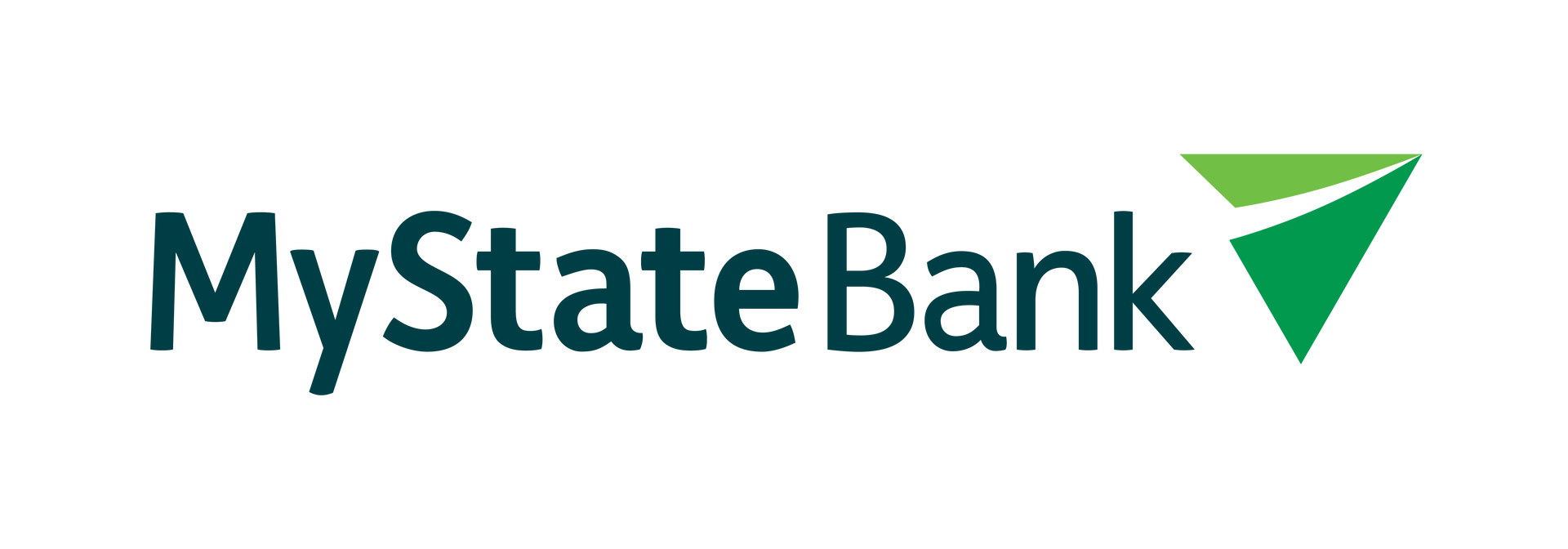 The logo for my state bank with a green arrow.