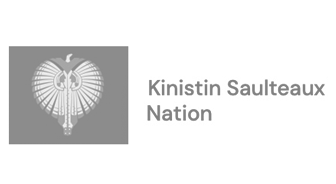 A black and white logo for kinistin saulteaux nation.