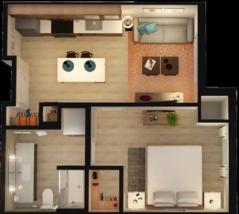 A kitchen with a large island in the middle of it.
