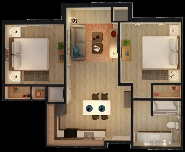 A kitchen with a large island in the middle of the room.