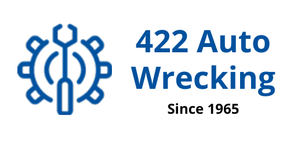 A blue logo for 422 auto wrecking since 1965.