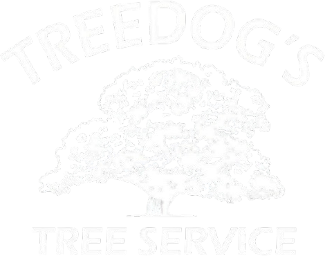 Faded logo of a tree with &ldquo;TREEDOGS&rdquo; above and &ldquo;TREE SERVICE&rdquo; below.