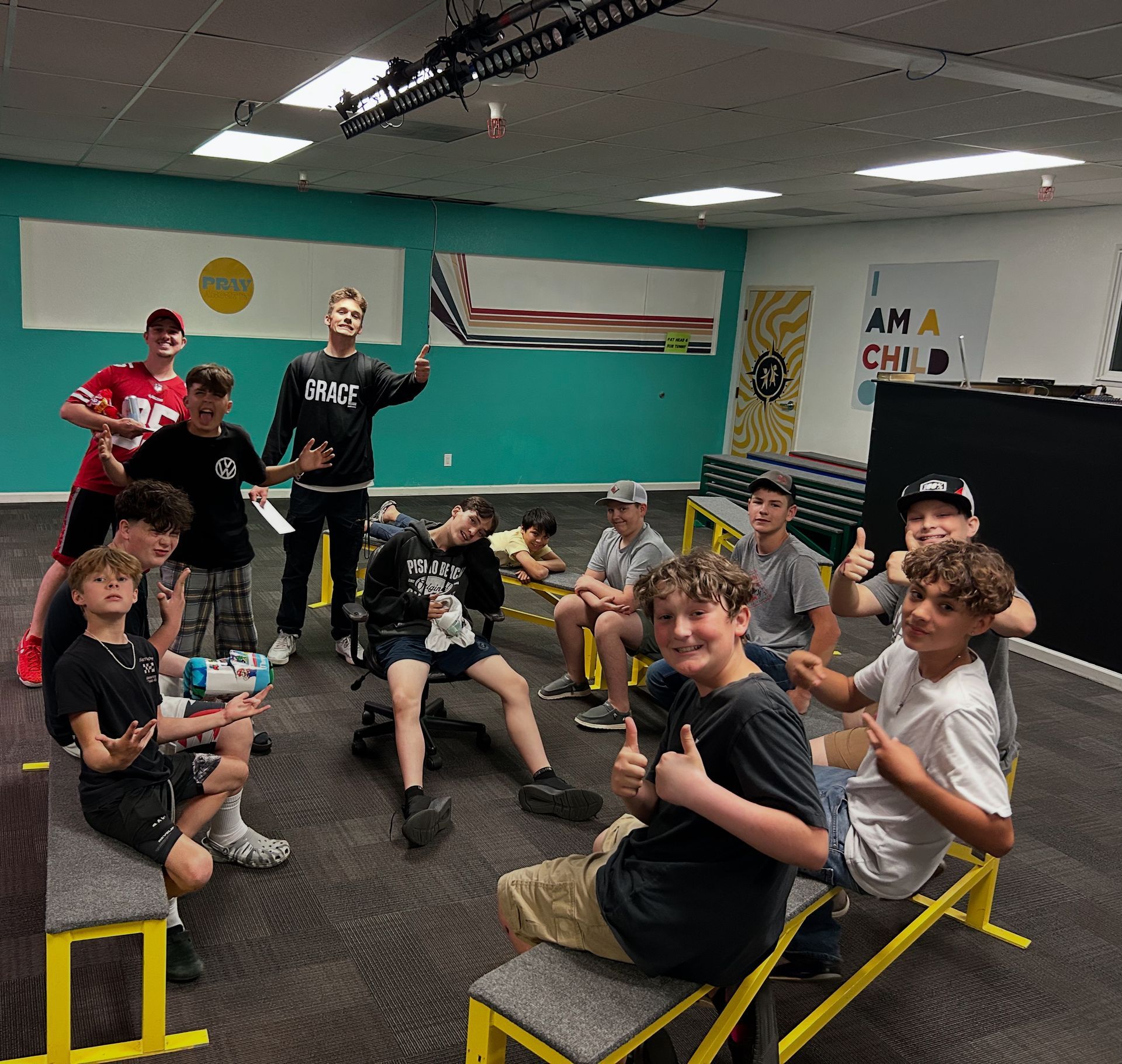 group of young teens or junior high students