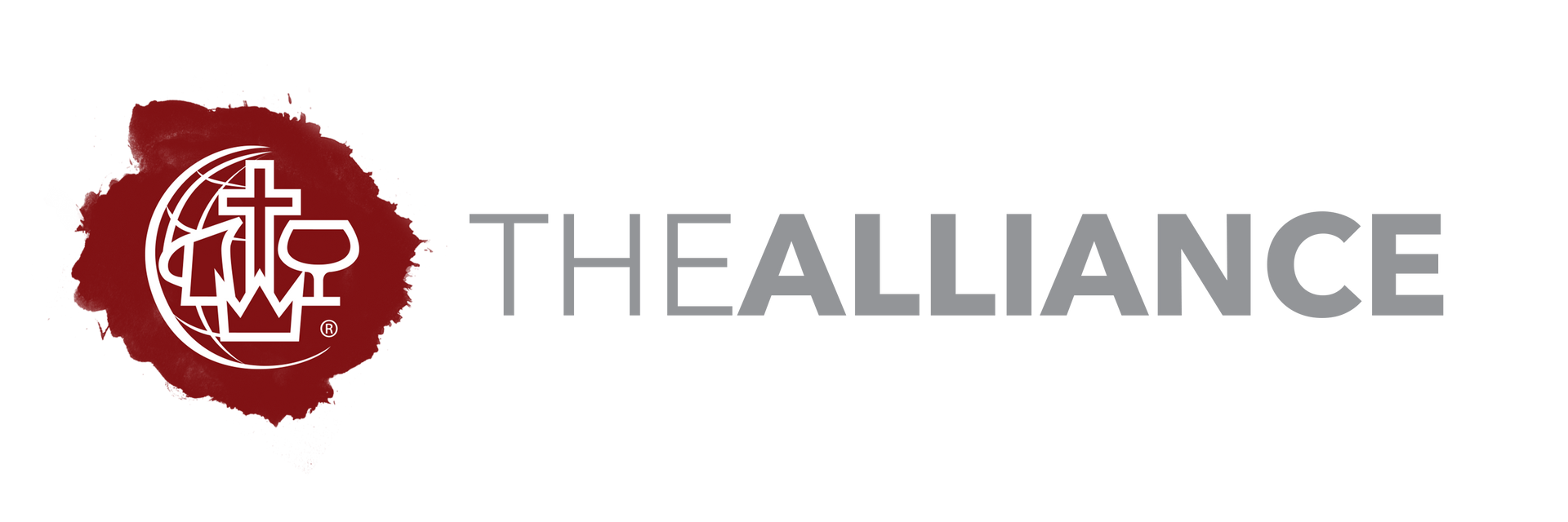 Logo of The Alliance with a dark red seal and gray text.