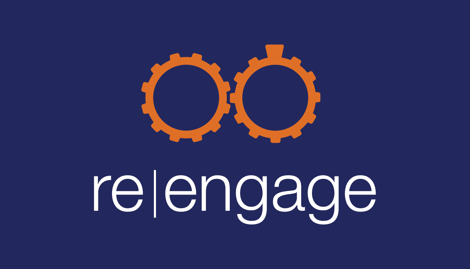 logo for re-engage ministry. orange rings on gray background