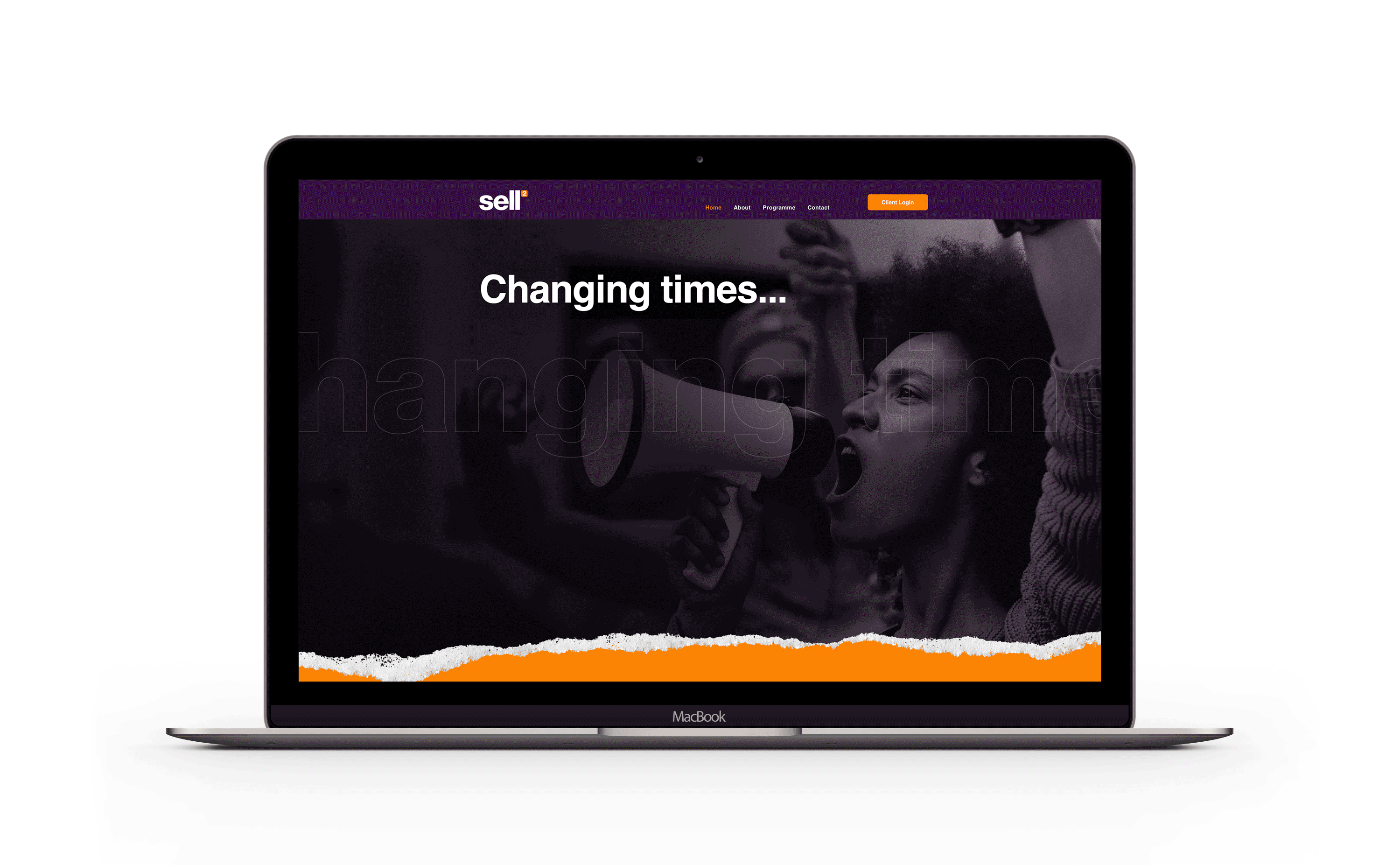 Laptop screen with headline 