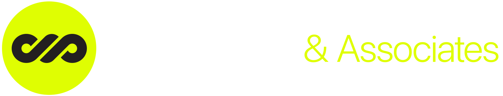 Logo: dark intertwined curves inside a yellow circle, with 