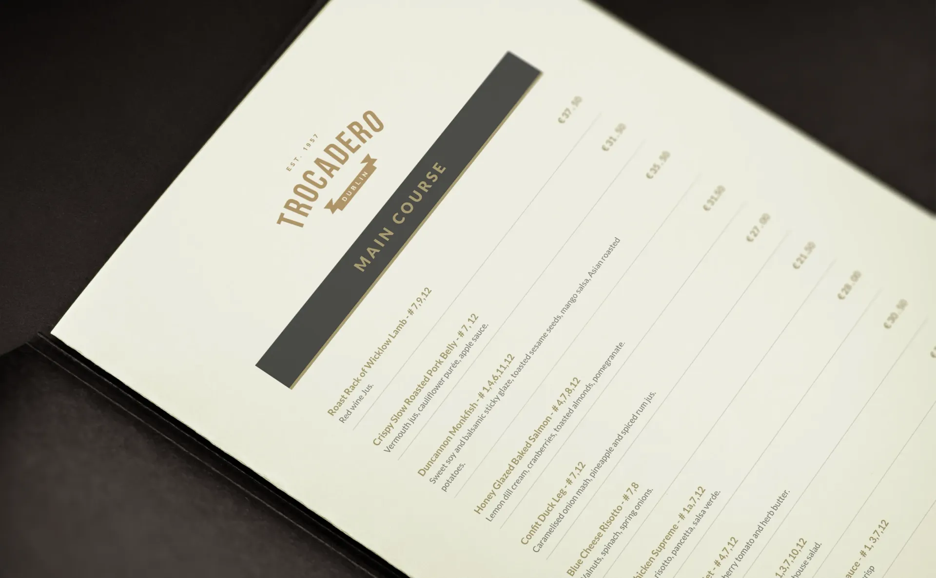 Menu page with 