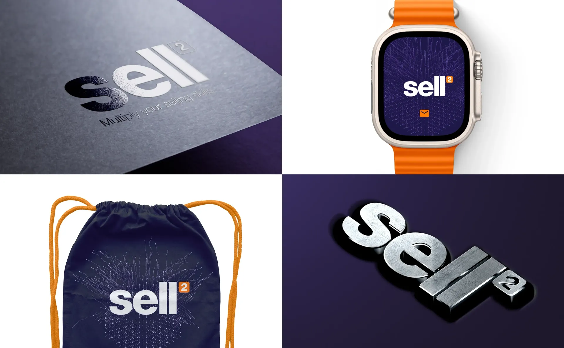 Four marketing mockups with the 