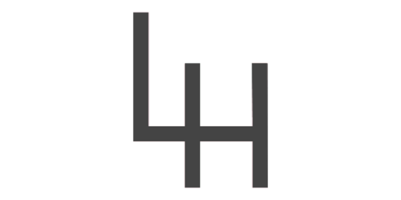Stylized dark gray number 44 on a white background