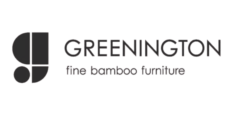 Greenington logo with black icon and text, “fine bamboo furniture”