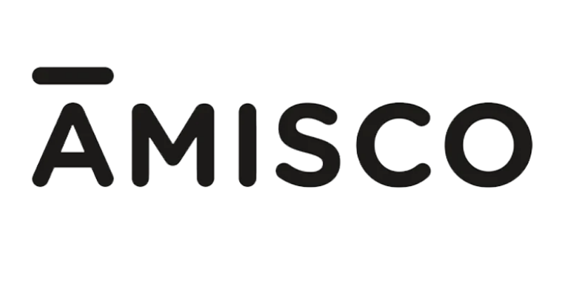 AMISCO logo in black, with a short horizontal bar above the “A” and the name in bold letters