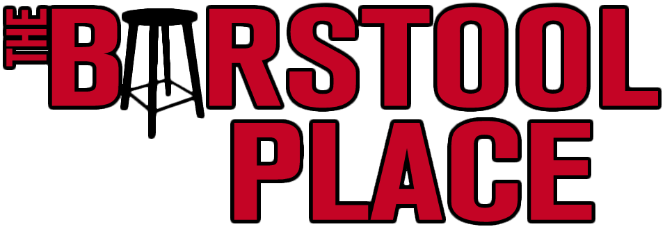 The Barstool Place logo in bold red and black with a black stool icon.