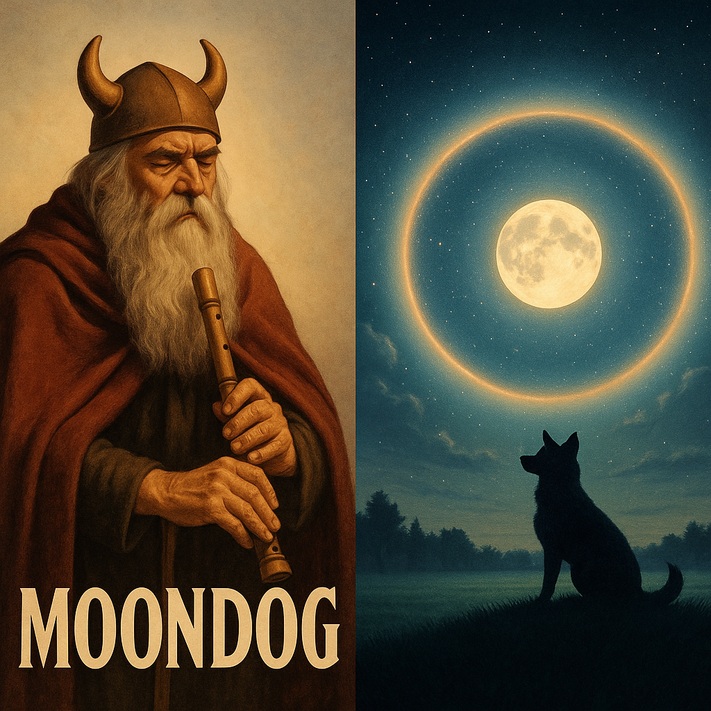 Moon and dog themed artwork for Paducah pet sitter blog