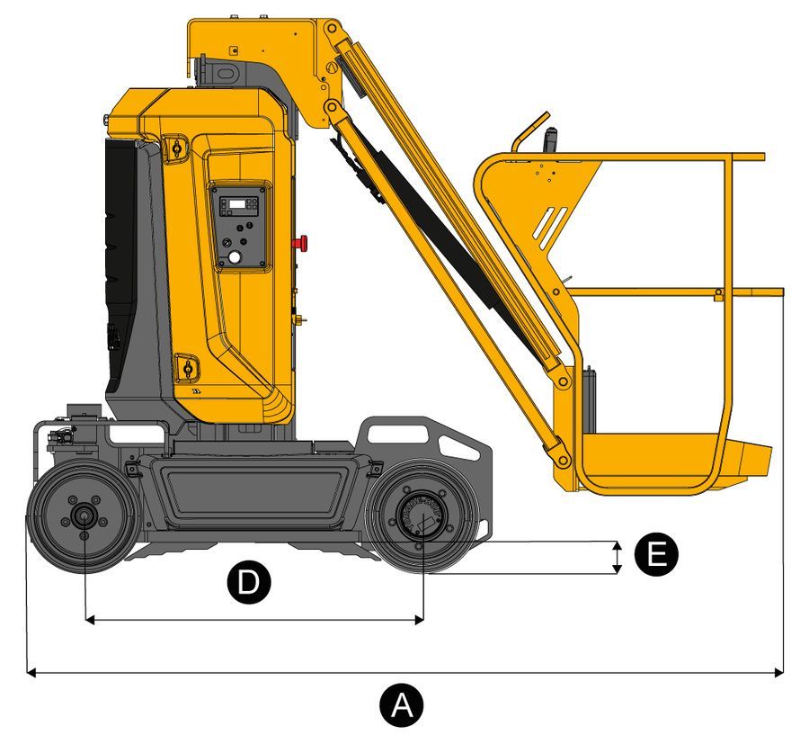 A Drawing Of A Yellow And Gray Machine With Measurements — B2B Hire In Garbutt, QLD