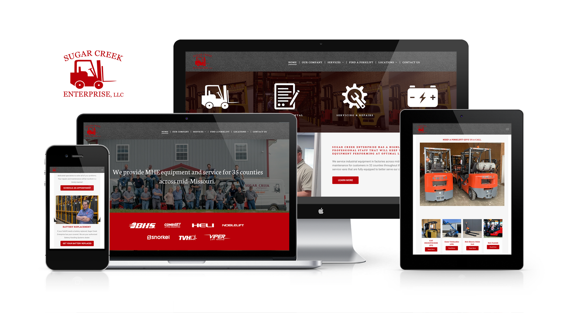Lift Division, a Mid-Missouri Web Marketing Firm, Designed a New Website for Sugar Creek Forklifts.