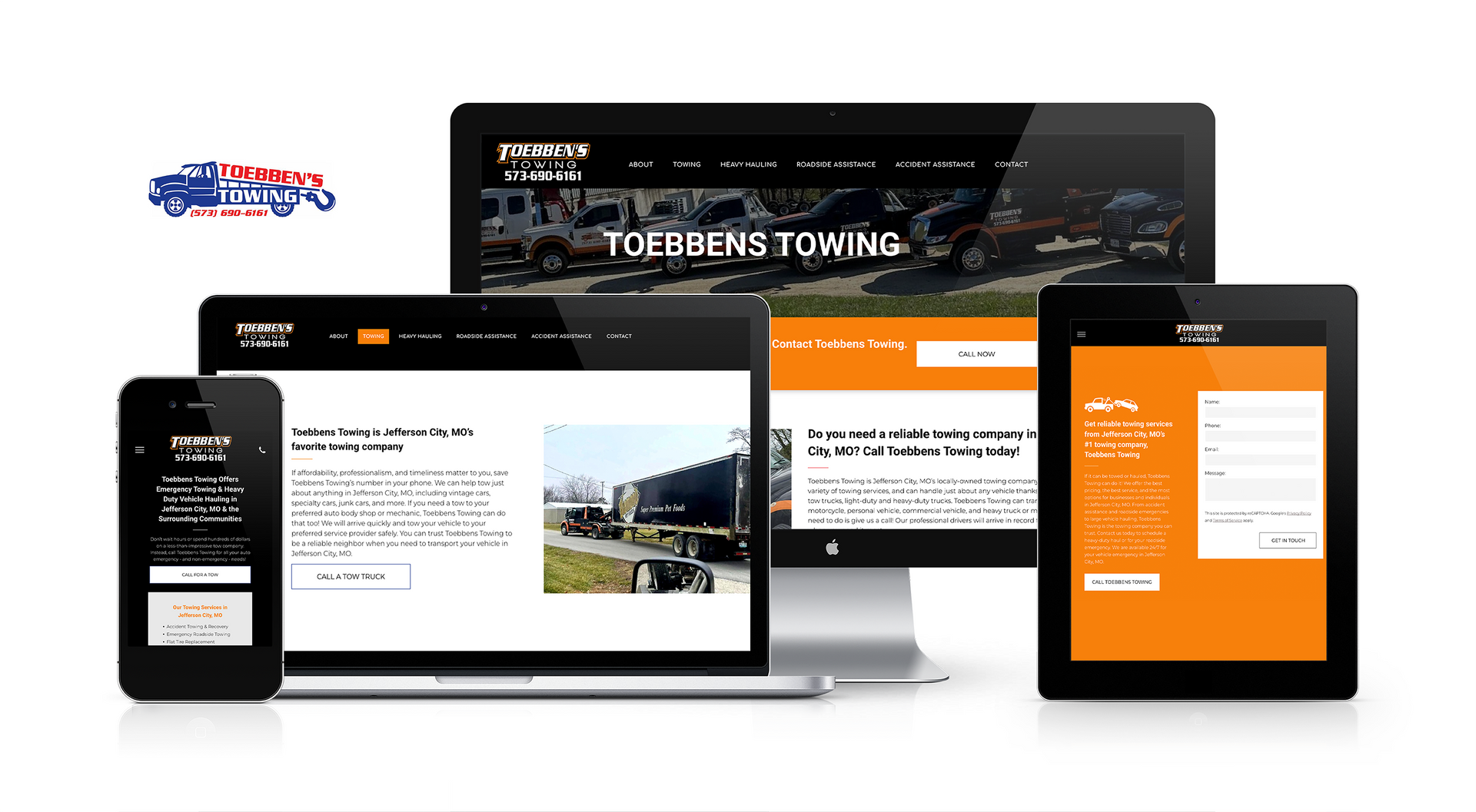 Lift Division, a Mid-Missouri Web Marketing Firm, Designed a New Website for Toebbens Towing.