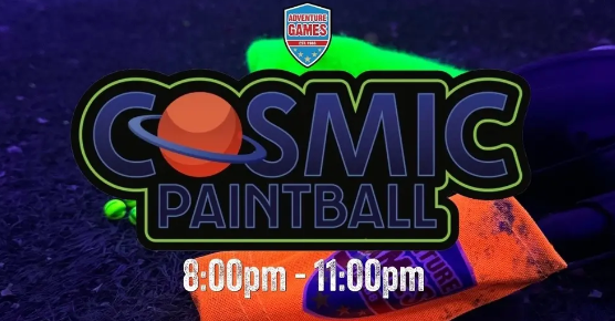 Promotional graphic for Slim's Spring Stock Classic paintball tournament at Adventure Games in Weare, NH.