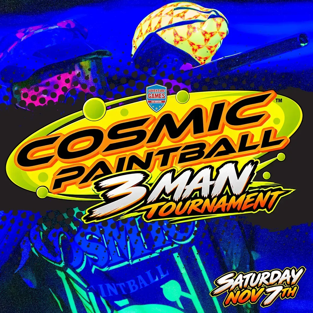 Promotional graphic for Slim's Spring Stock Classic paintball tournament at Adventure Games in Weare, NH.