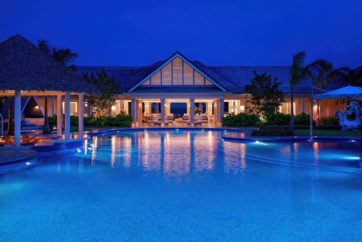 Ty Compton villa pool at night