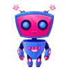 a cartoon robot with a pink head and blue eyes is standing on a white background | BXB3 Corporation | Archive Solutions in CA