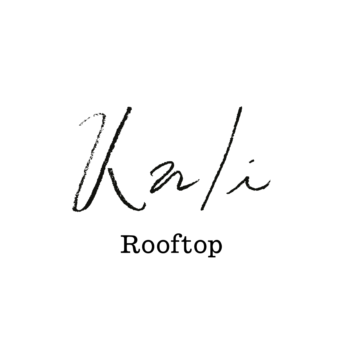 A black and white logo for a company called kali rooftop.