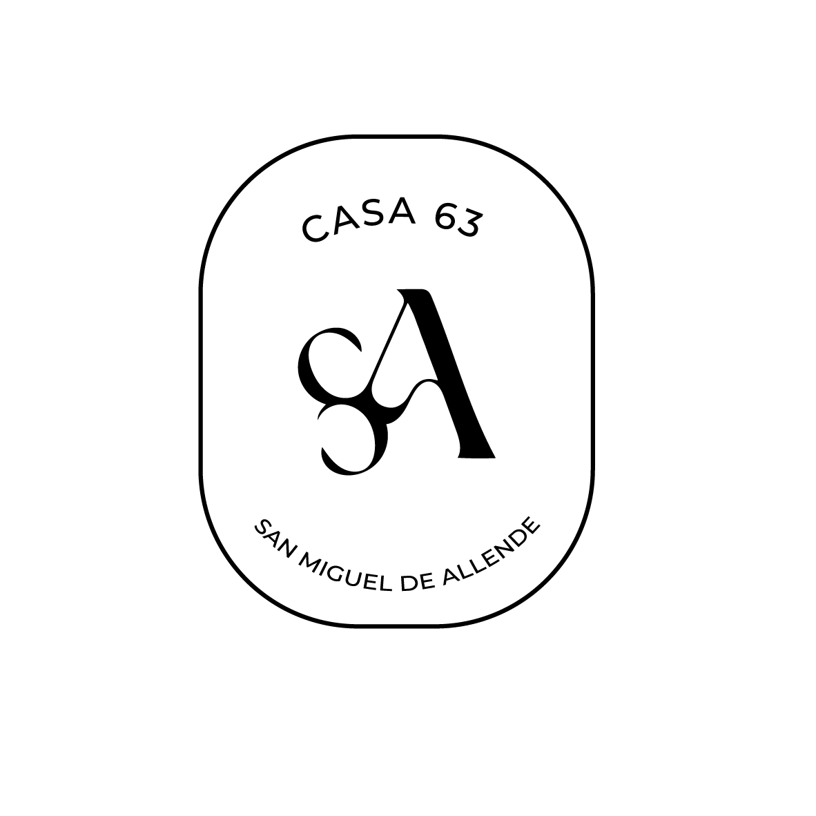 A black and white logo for casa 63 san miguel de allende