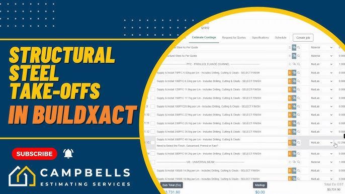 Campbells Builders Template: Structural Steel Take-Offs in Buildxact