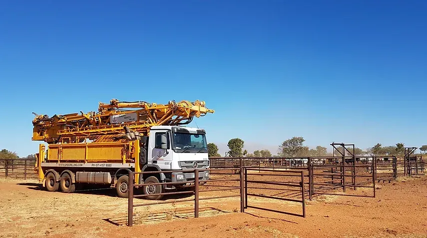 Truck Parked Outside the Fence of the Cattle Ranch — Grid Drilling in Kingaroy, QLD