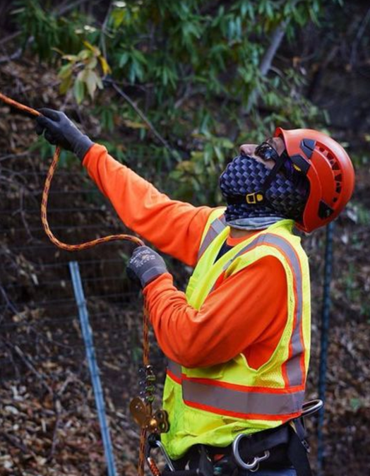 Arbor Vision team member wearing safety gear while working