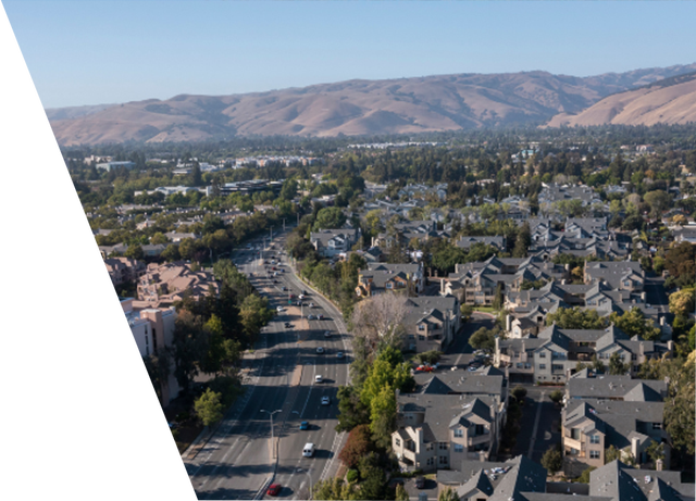 An aerial view of the city of Fremont.