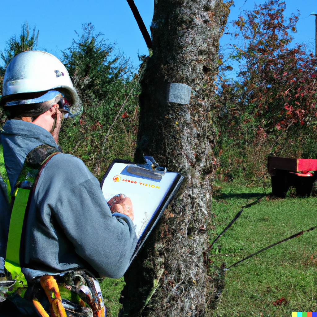Michael Waller of Arbor Vision in front of a tree equipment