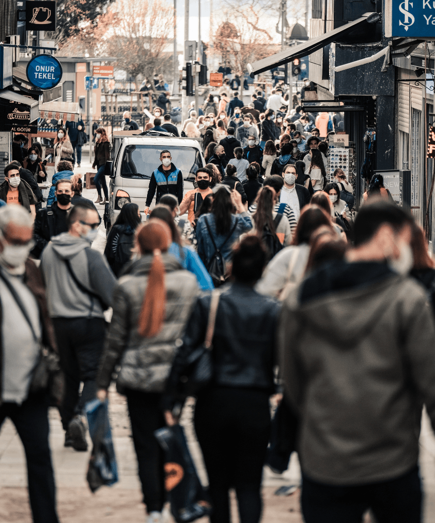people walking in a city