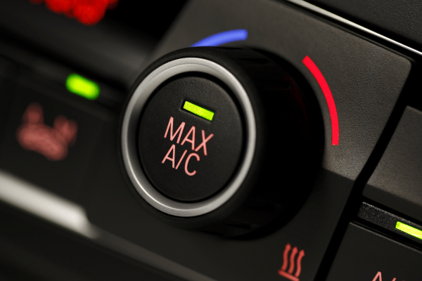 Car A/C control knob set to max cooling