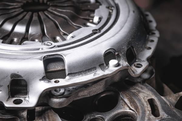 Close-up of clutch pressure plate assembly