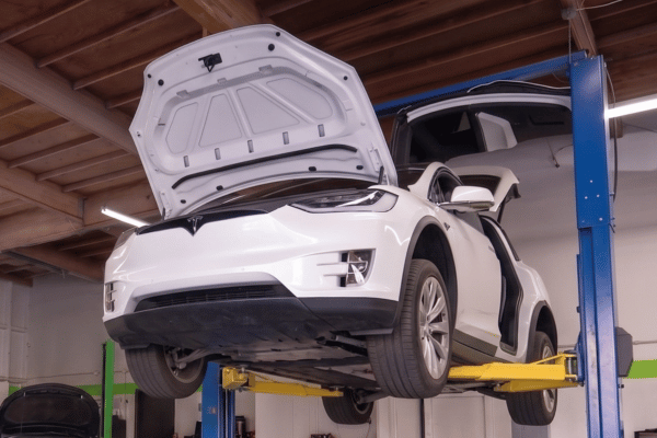 Electric vehicle charging port plugged in