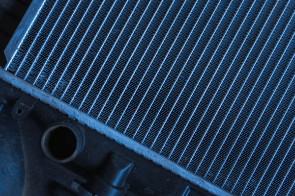 Close-up of car radiator fins