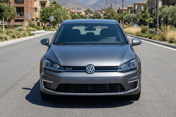 Gray Volkswagen GTI driving on suburban street