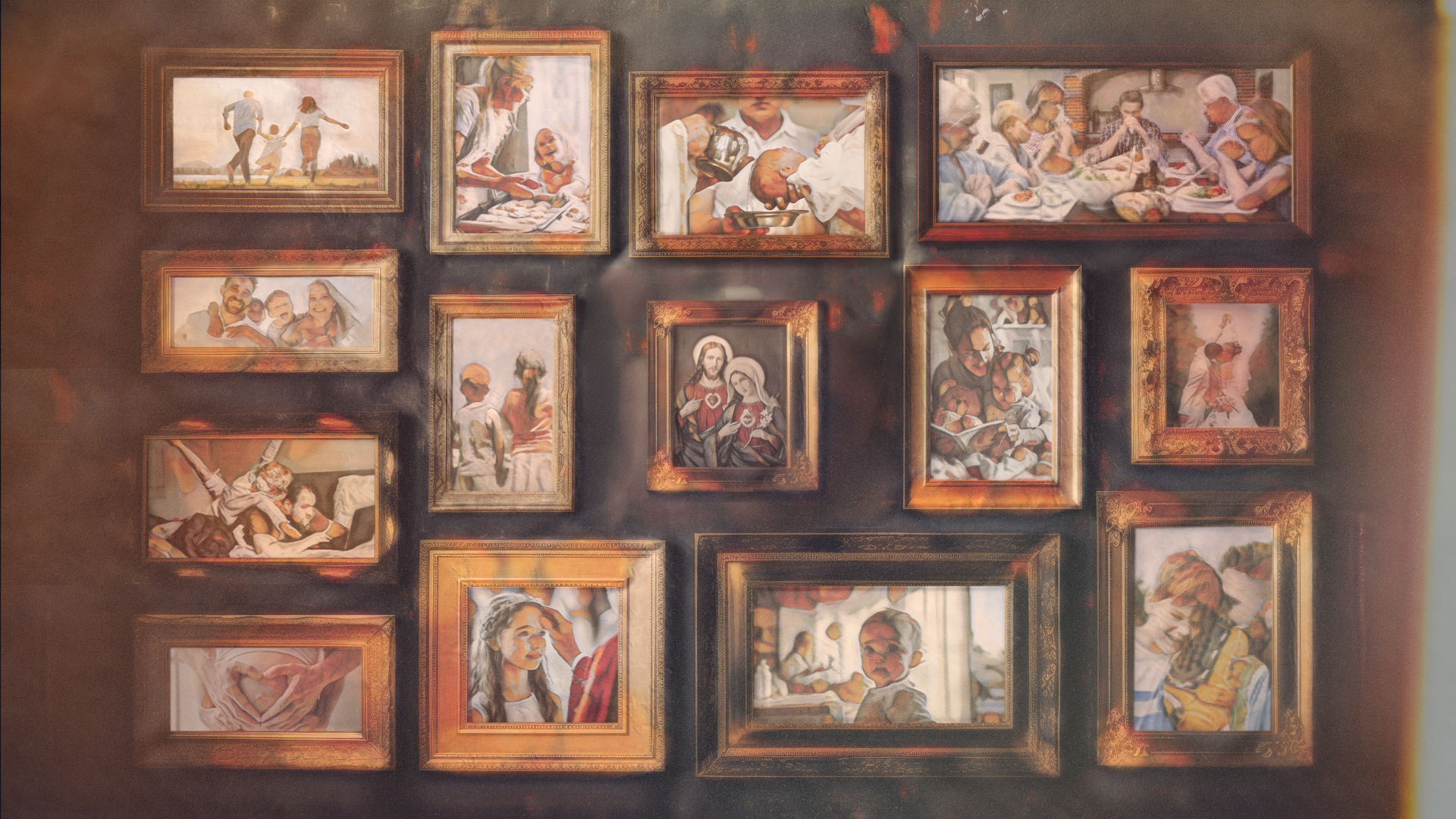 Wall art with Sacred Heart of Jesus