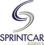 Logo di SprintCar & Service con una spirale stilizzata blu e grigia su sfondo bianco.