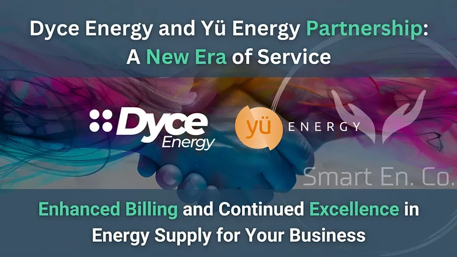 Banner showcasing the partnership between Dyce Energy and Yü Energy, featuring a handshake in the ba