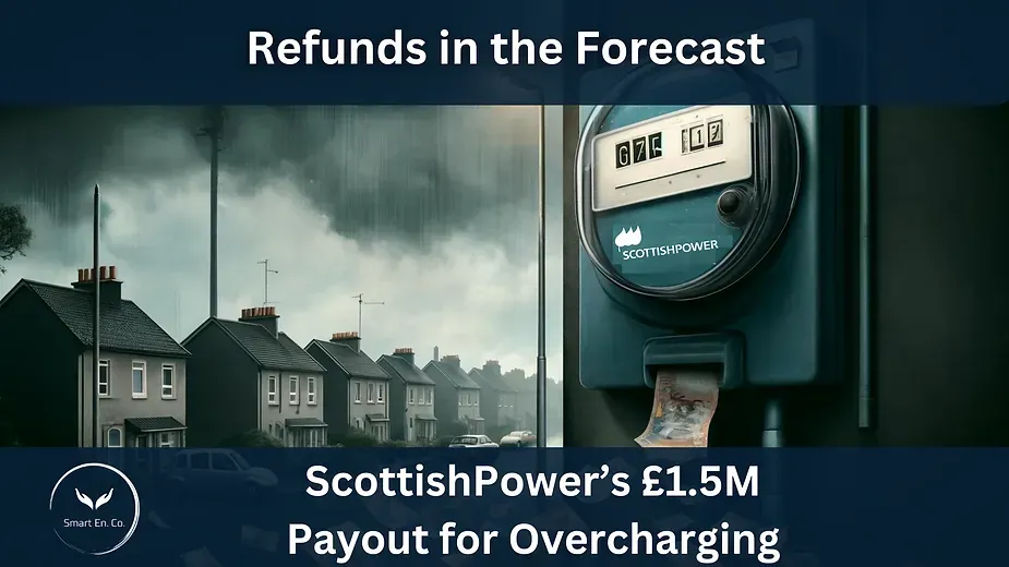 A picture of a row of houses and a meter that says refunds in the forecast