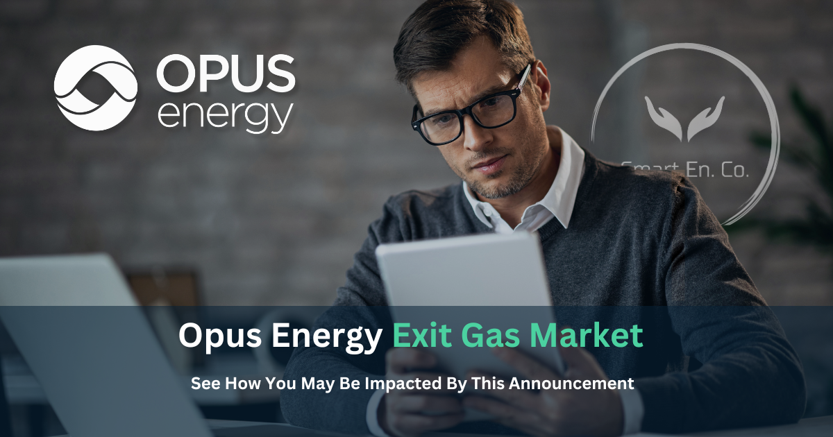 Banner stating Opus Energy are exiting the gas market