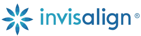 The invisalign logo has a blue flower on it.