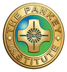 The logo for the pankey institute has a cross in the center