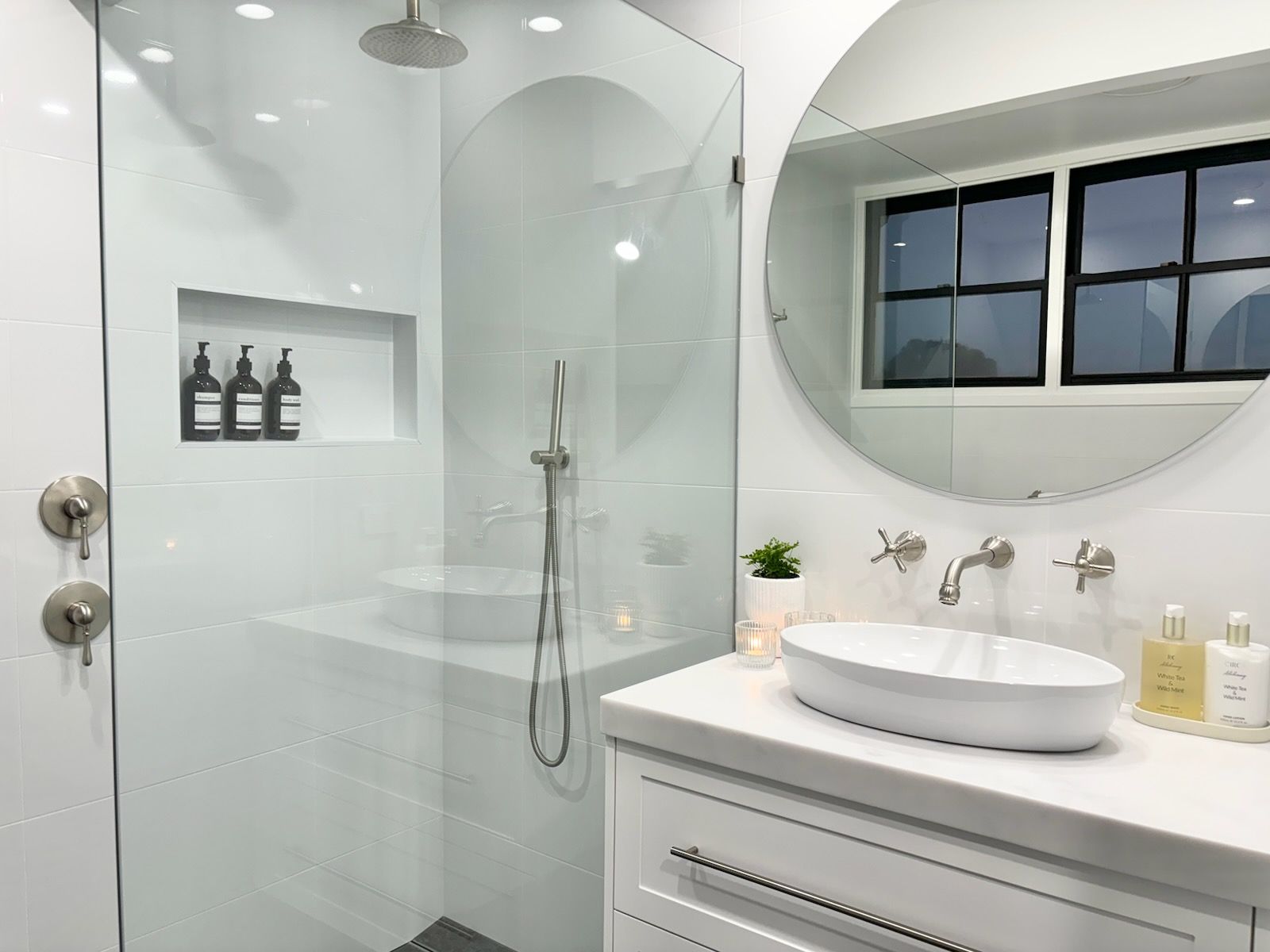 A Bathroom With A Walk In Shower — The Kitchen & Bathroom Doctor in Medowie, NSW