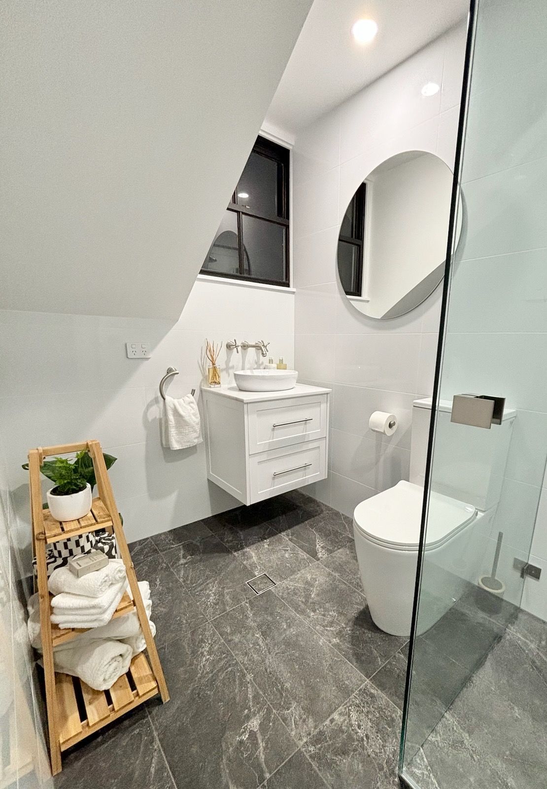 A Shower With A Glass Door — The Kitchen & Bathroom Doctor in Nelson Bay, NSW