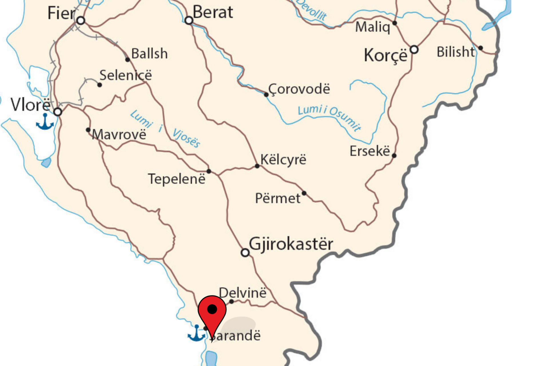 Lekurësi Castle - Map